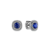 Round Ceylon Sapphires Halo Studs